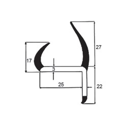 Durometer - J Seal - 25mm - Dark Grey - 3m Length