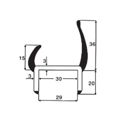 Durometer - H Seal - 30mm - Black/Grey - 3m Length